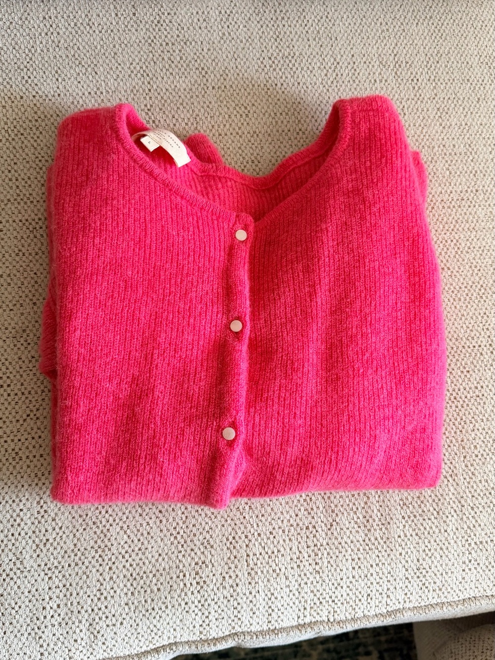 Sezane gaspard cardigan in bright pink - Picture 7 of 8